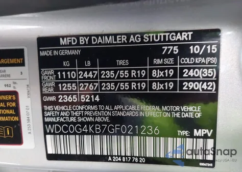 2016 Mercedes-Benz Glc 300 4Matic from USA, damaged, VIN WDC0G4KB7GF021236